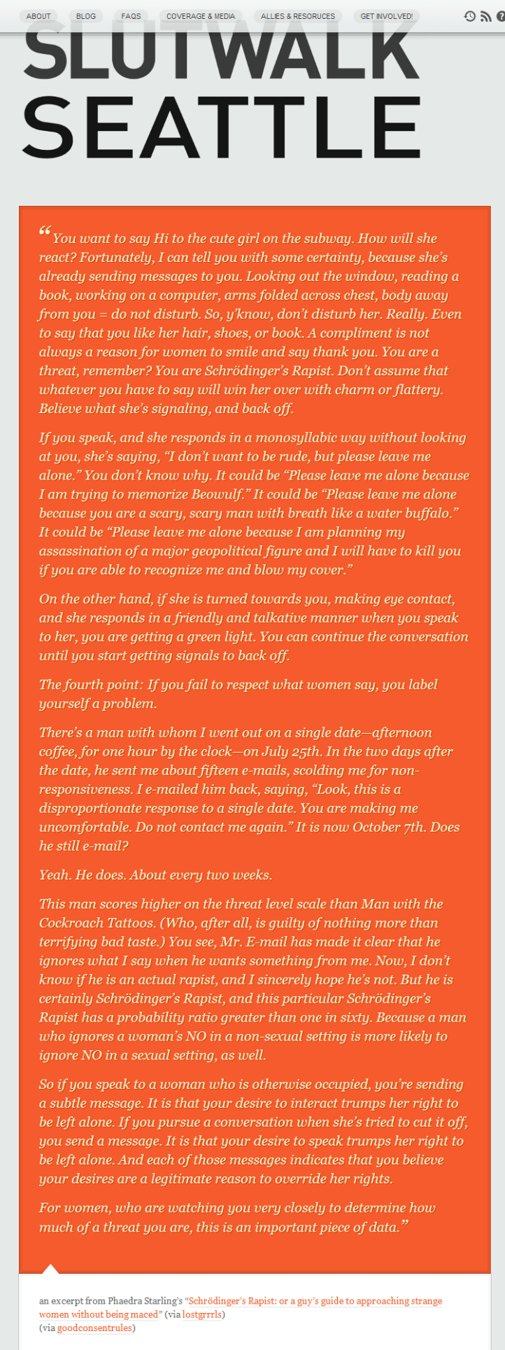 SlutWalk Seattle • You want to say Hi to the cute girl on the subway....